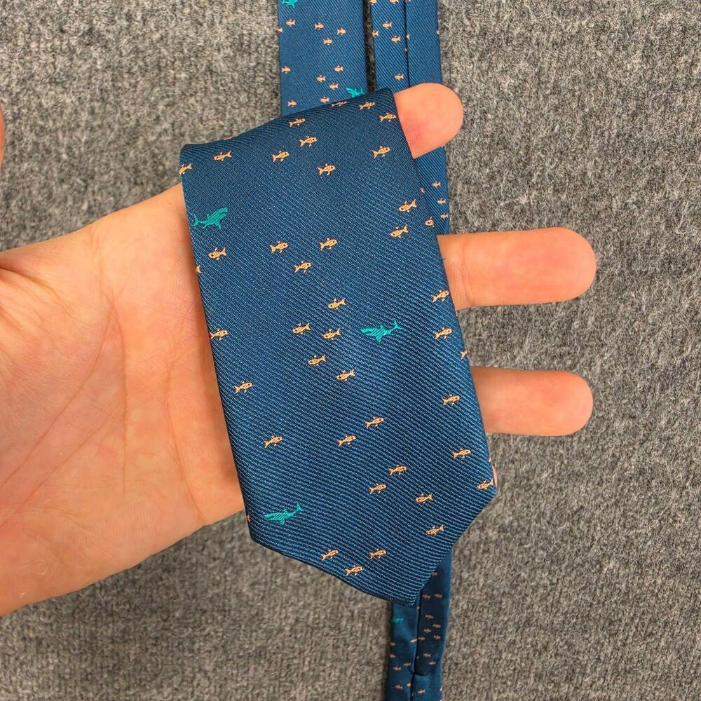 J.Crew Tie Mens Blue Silk Animal Novelty Skinny Slim Office Work Business Fun
